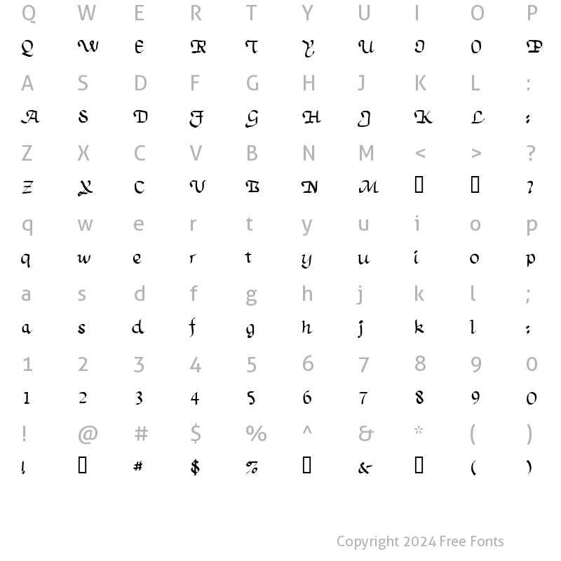 Character Map of TrumanScript Regular