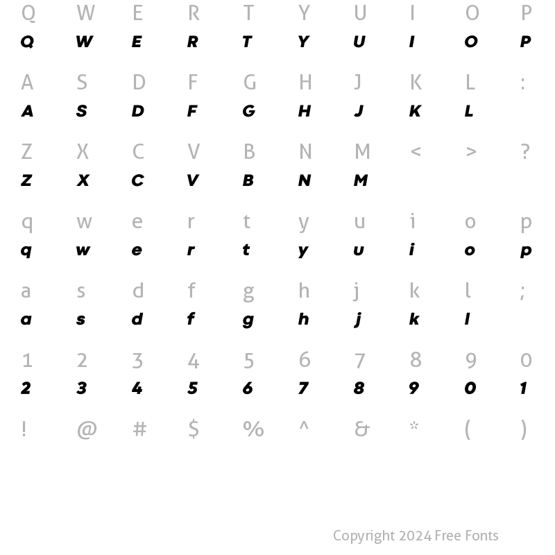 Character Map of Truns Regular