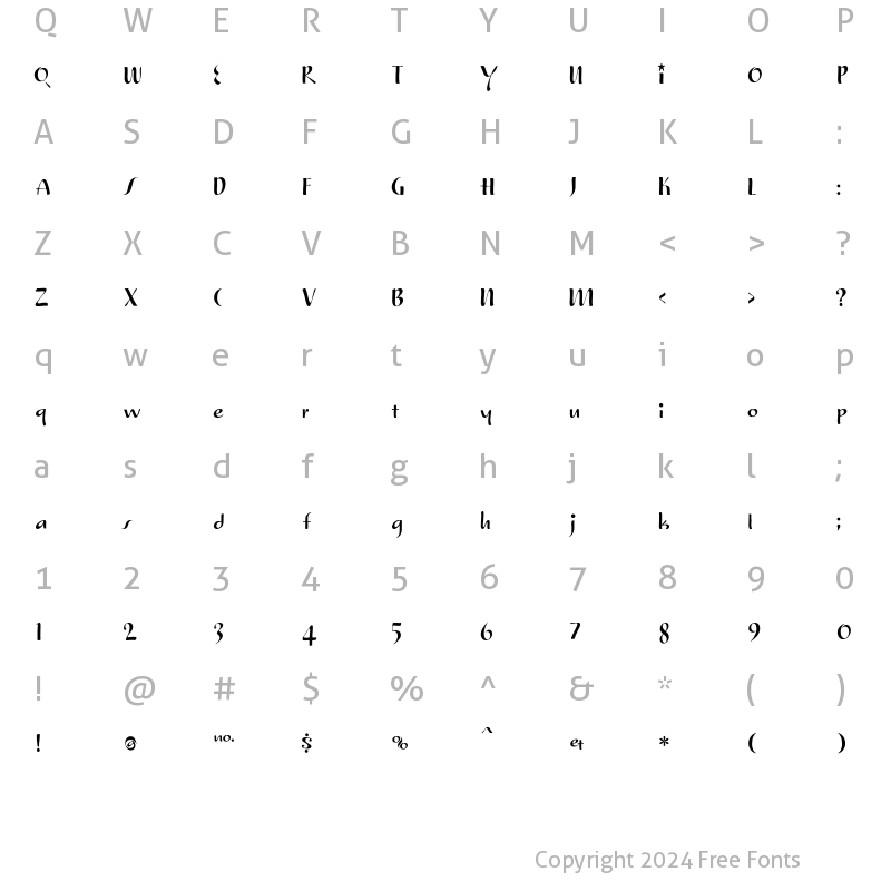 Character Map of TruStar Imperial Regular