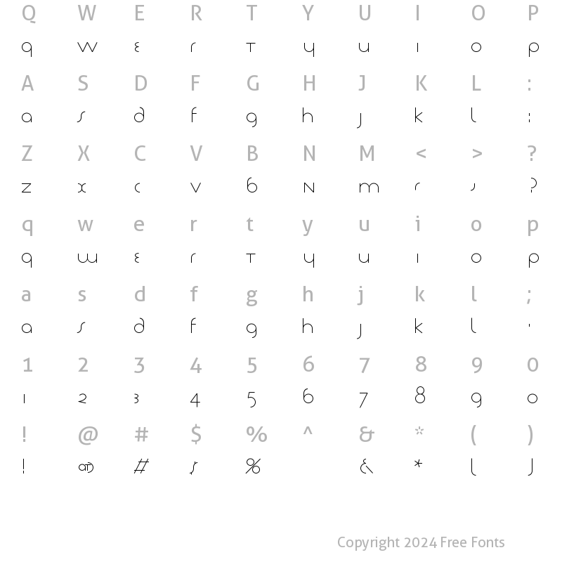 Character Map of TschichLight Regular