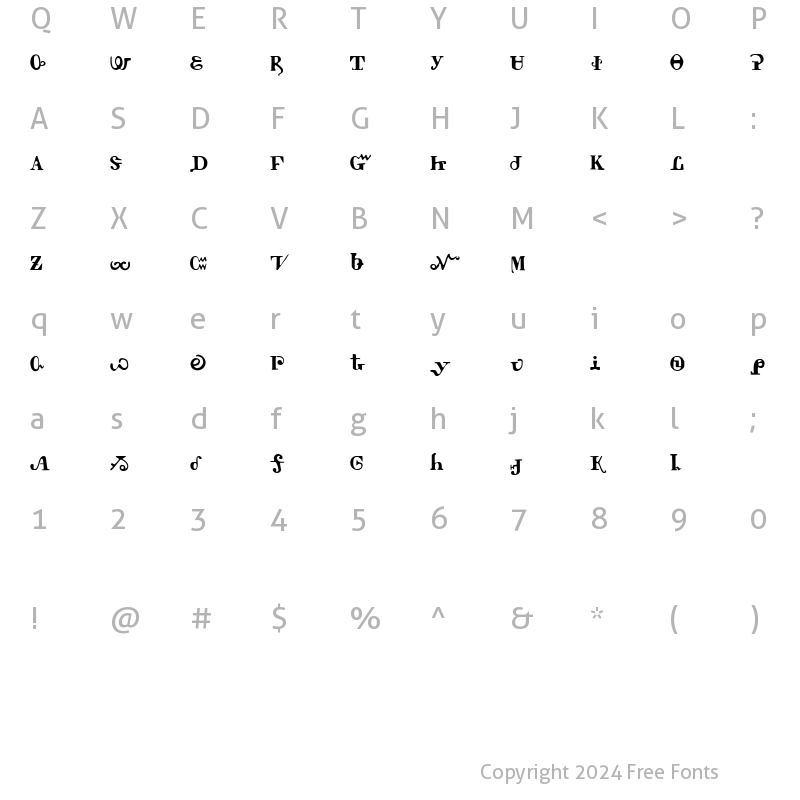 Character Map of Tschiroki Regular