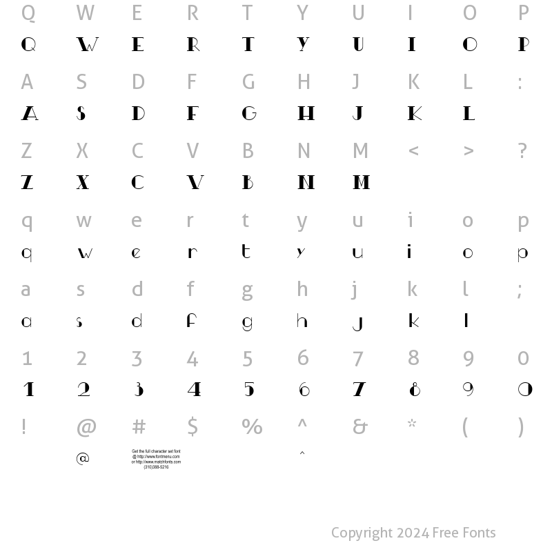 Character Map of TSF et Compagnie Tryout Regular