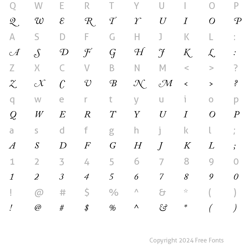 Character Map of tsp machina 1 caps Italic