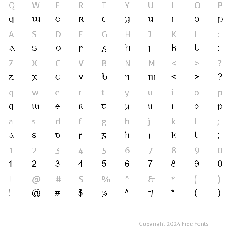 Character Map of Tuamach Regular