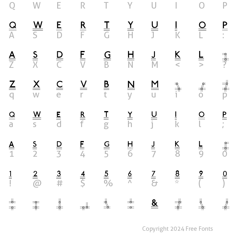 Character Map of Tube Station-Plus. Regular