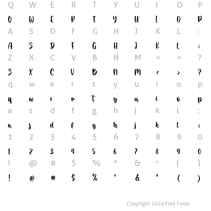 Character Map of Tuberosa Regular