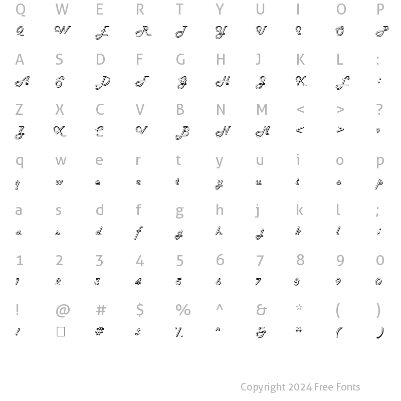 Character Map of Tubula Script SSi Regular