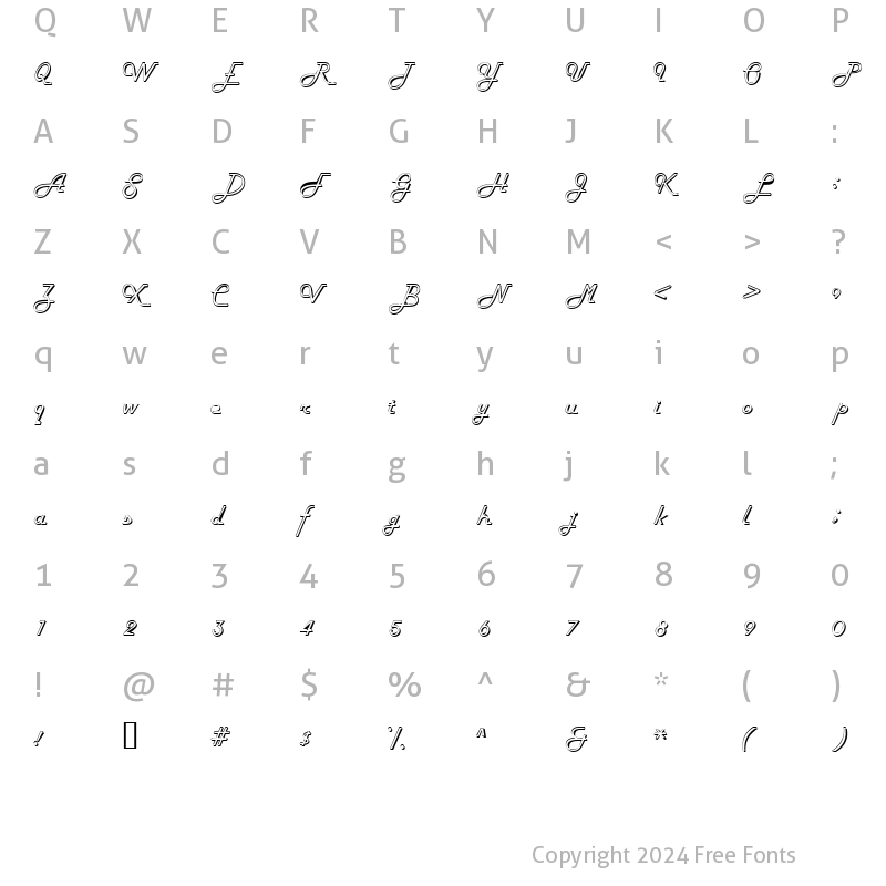 Character Map of TubulaScriptSSK Regular