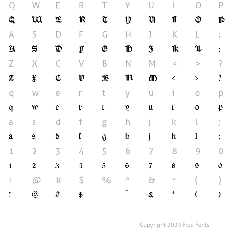 Character Map of TudorText Regular