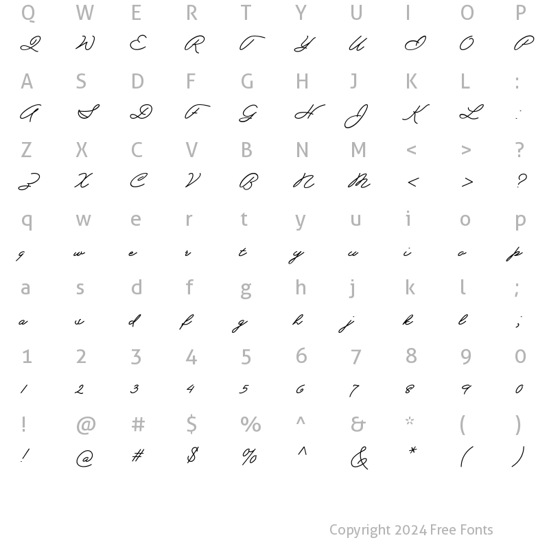 Character Map of Tulissa Regular