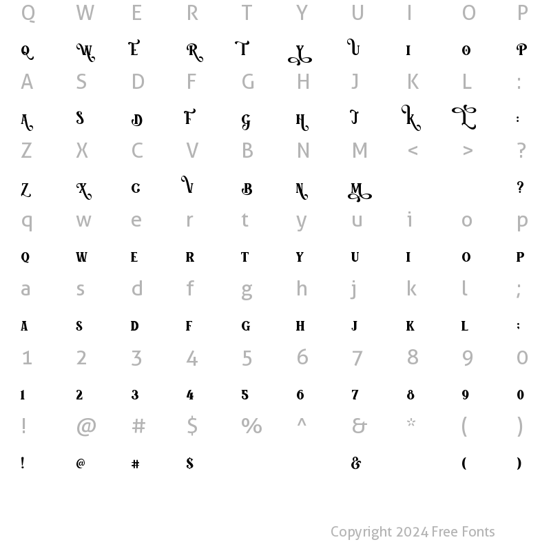 Character Map of Tumbled Serif Font Regular