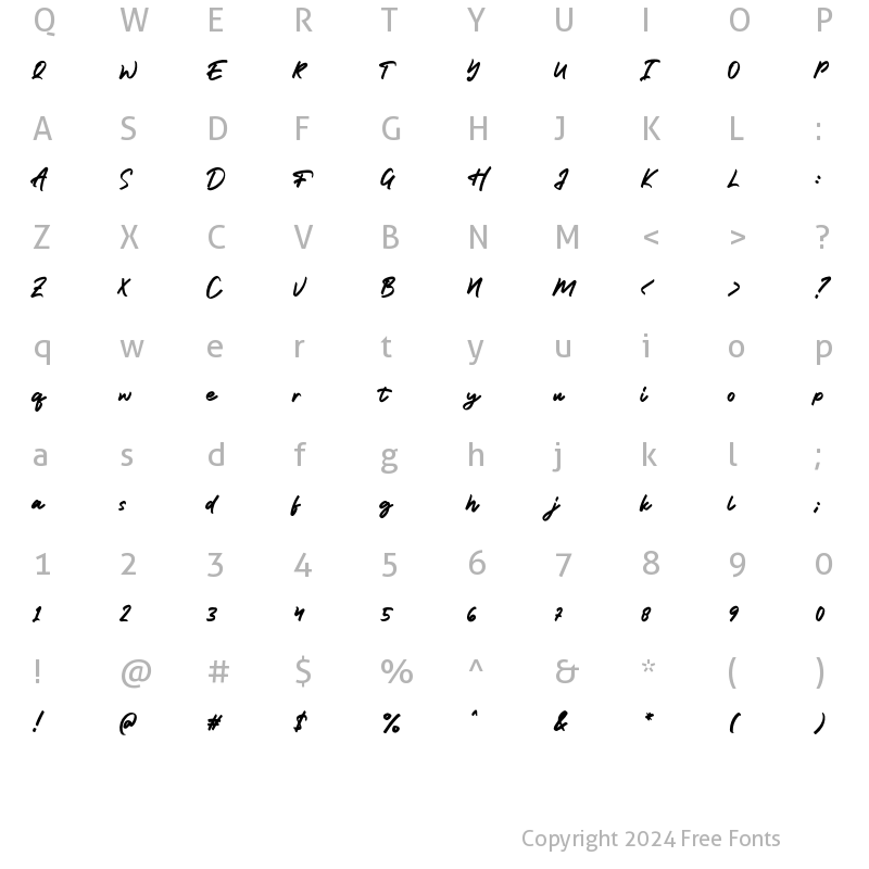 Character Map of Tumbrella Script Regular