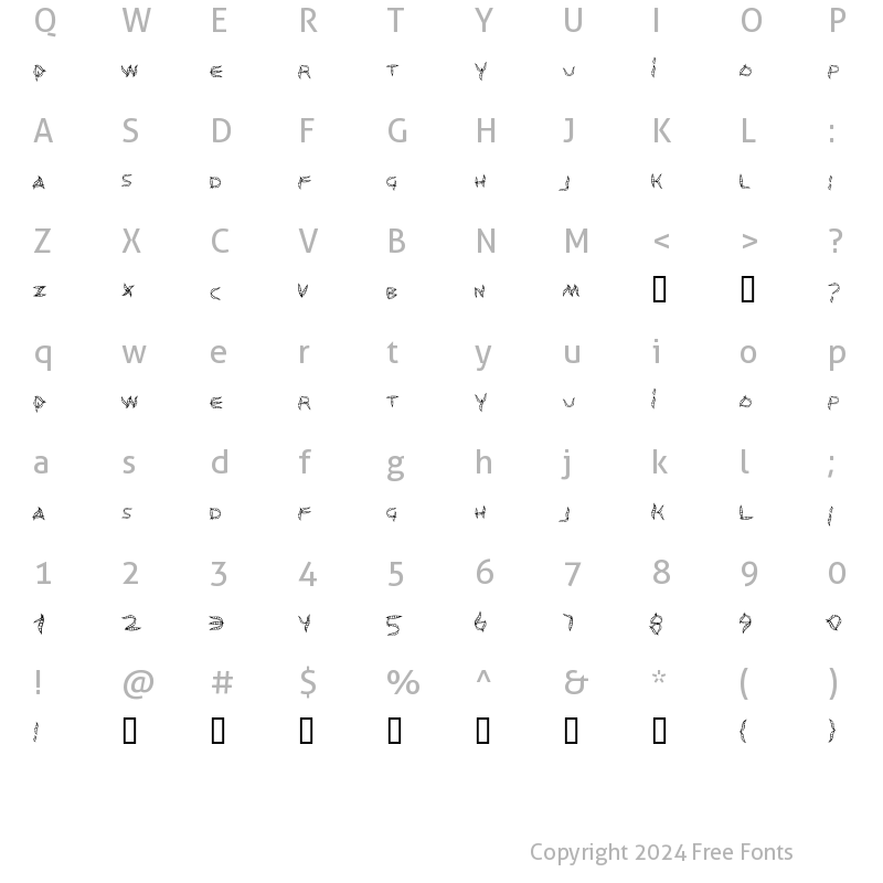 Character Map of Tunasalad Regular