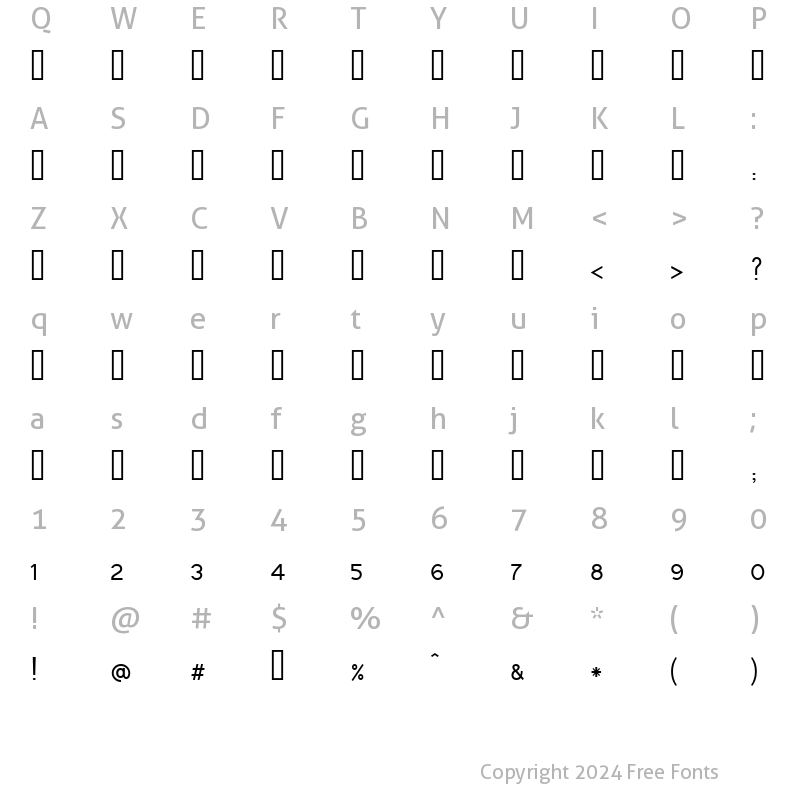 Character Map of Tunga Regular