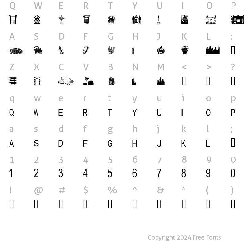 Character Map of tungfont building 1 Regular