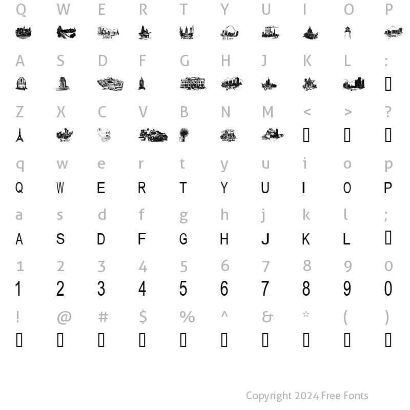 Character Map of tungfont building Regular