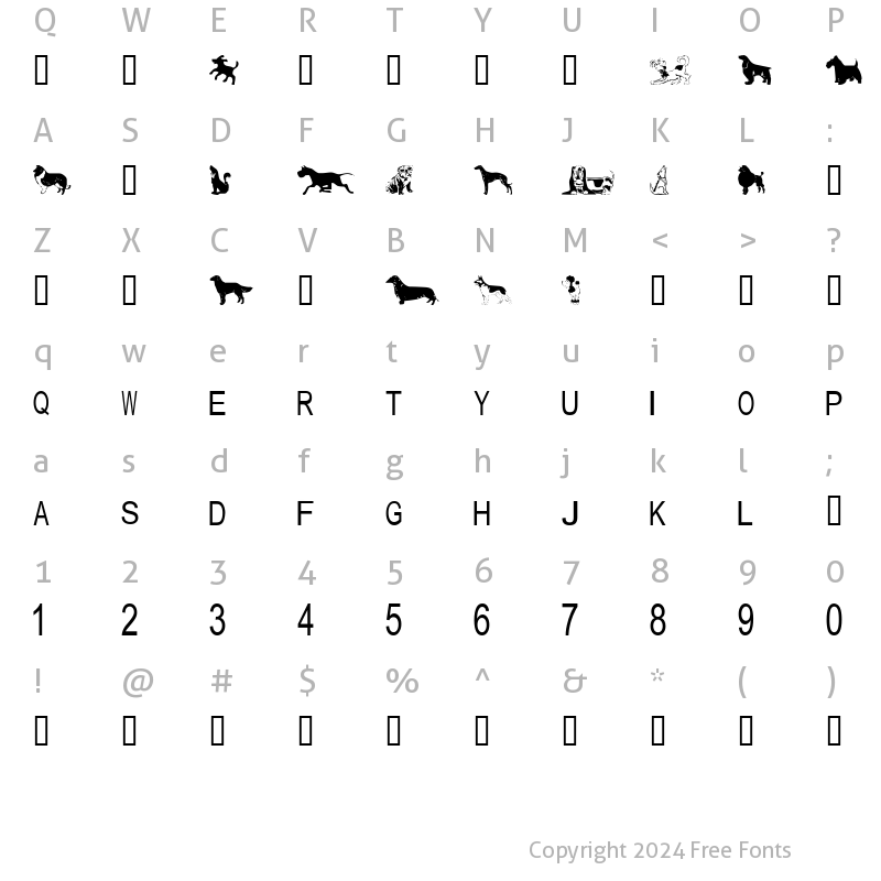 Character Map of tungfont dog Regular