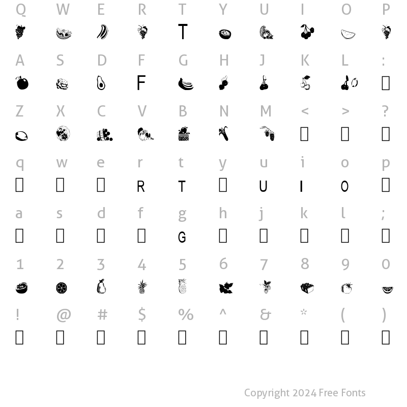 Character Map of TungFont Fruit Regular