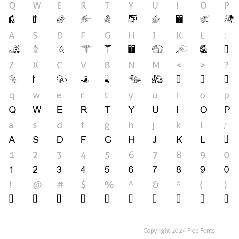 Character Map of tungfont medical 001 Regular