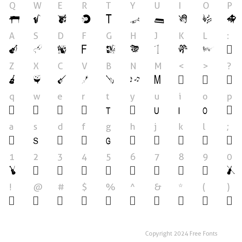 Character Map of TungFont Music Regular