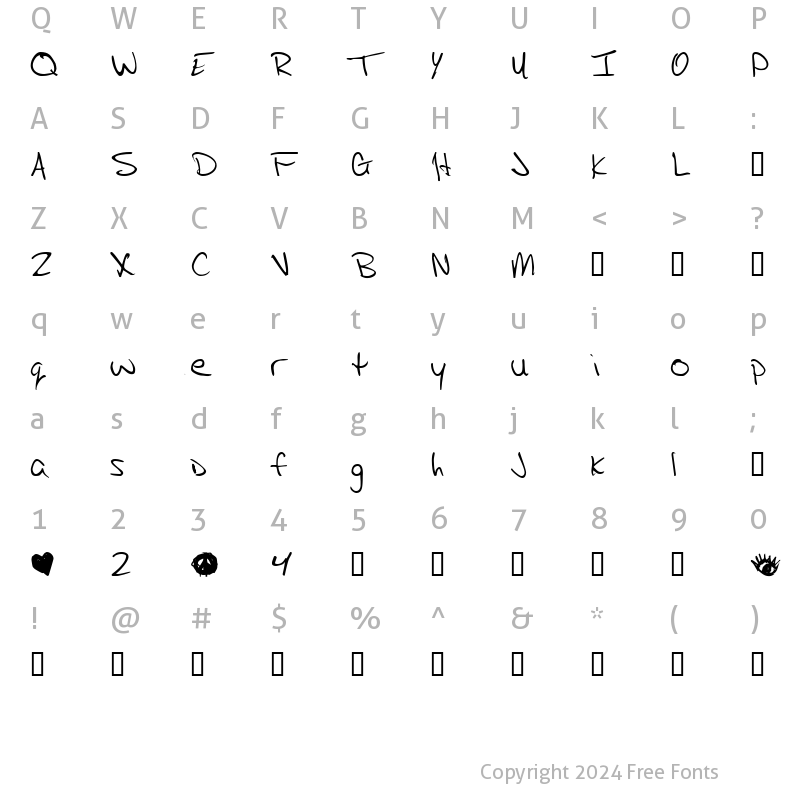 Character Map of TupacHand Regular