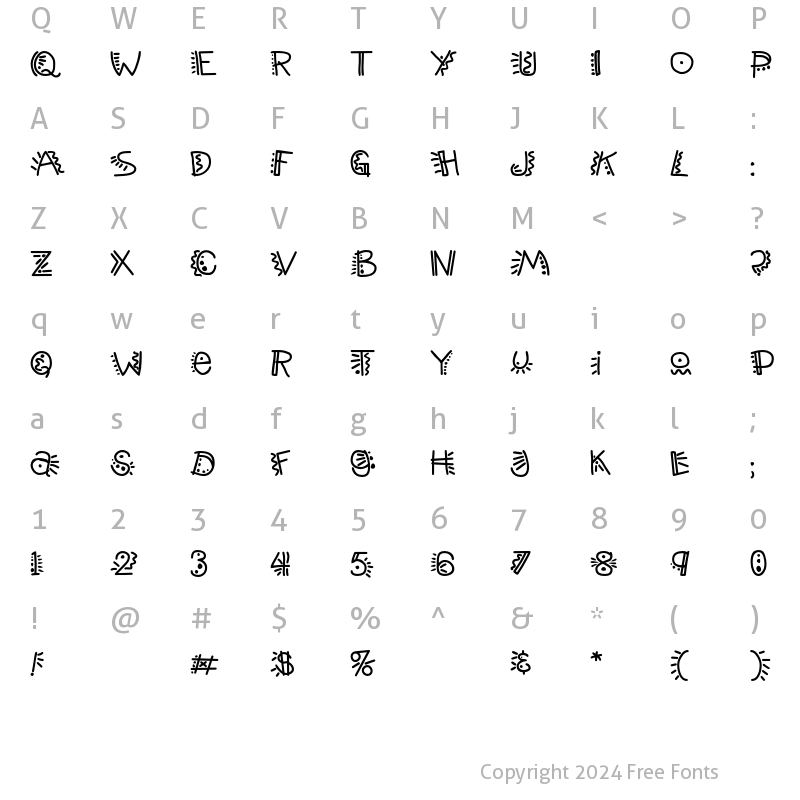 Character Map of Tupertime Regular