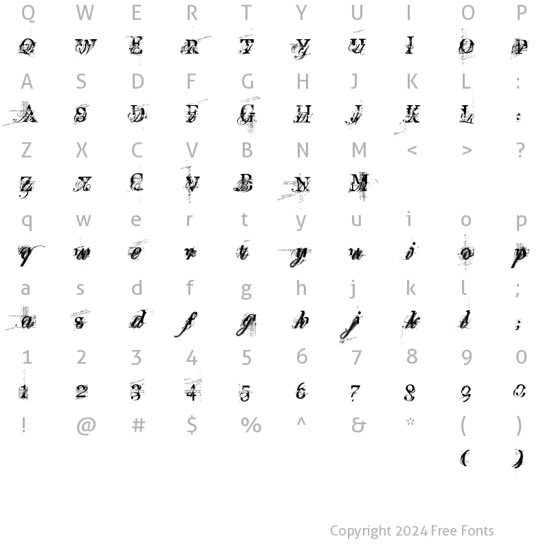 Character Map of TURBO ripped Regular