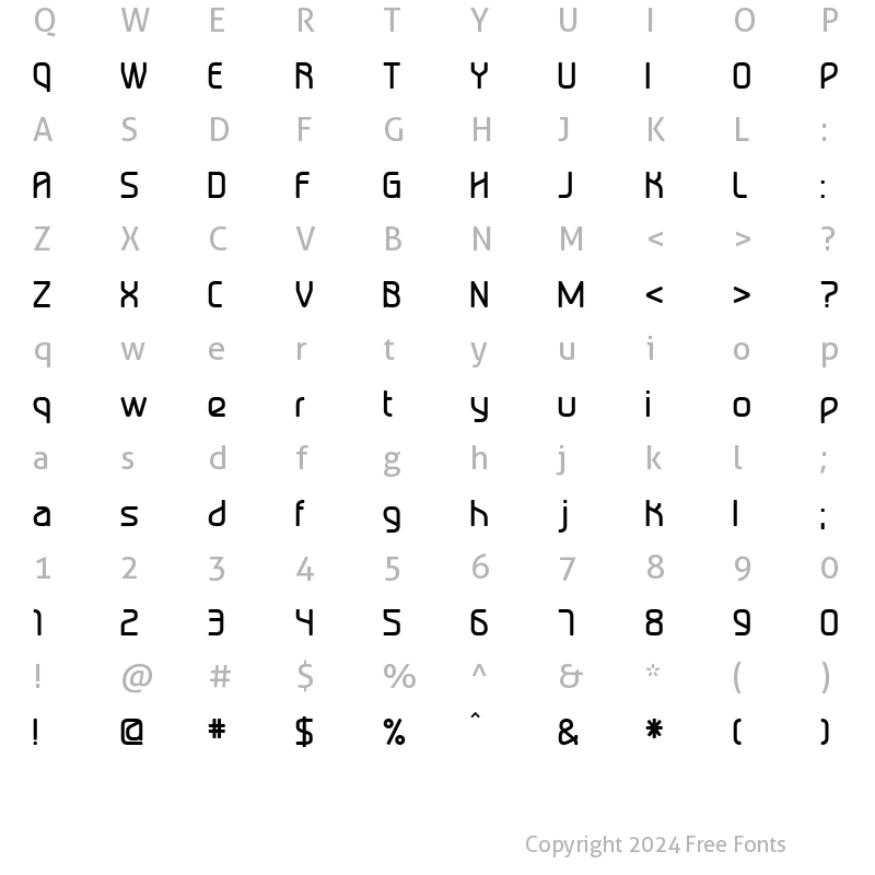 Character Map of TurboRegular Regular