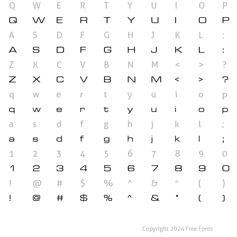 Character Map of Turkish Microgramma Regular