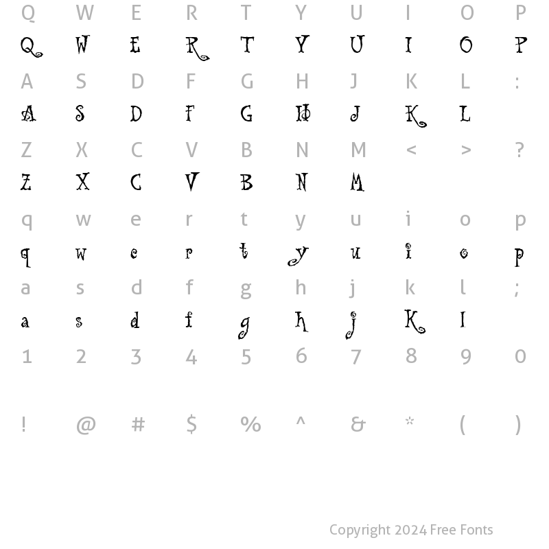 Character Map of Tuscarora Regular