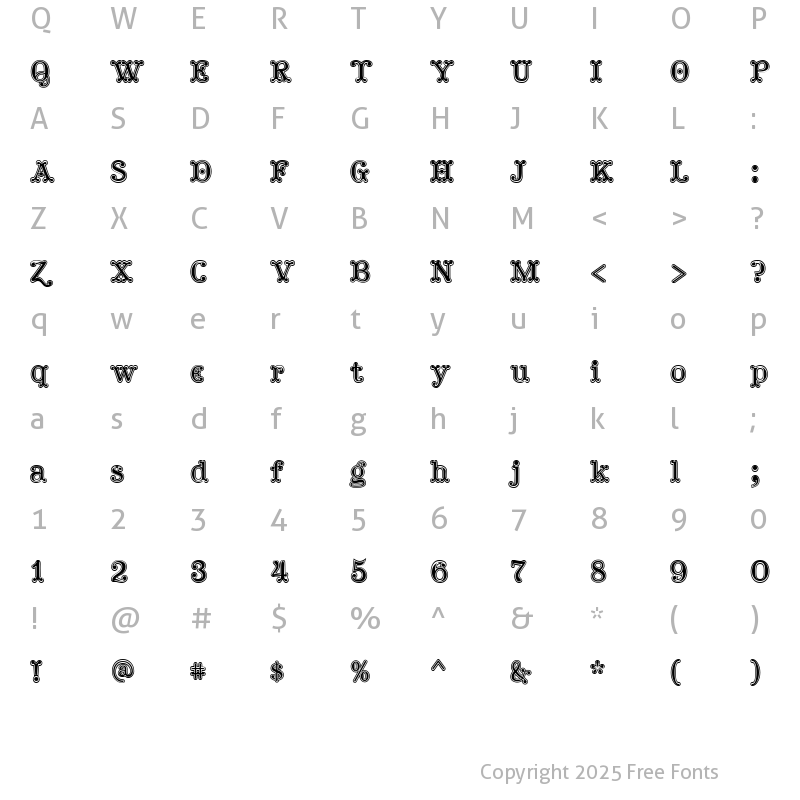 Character Map of TuskcandyInline Regular