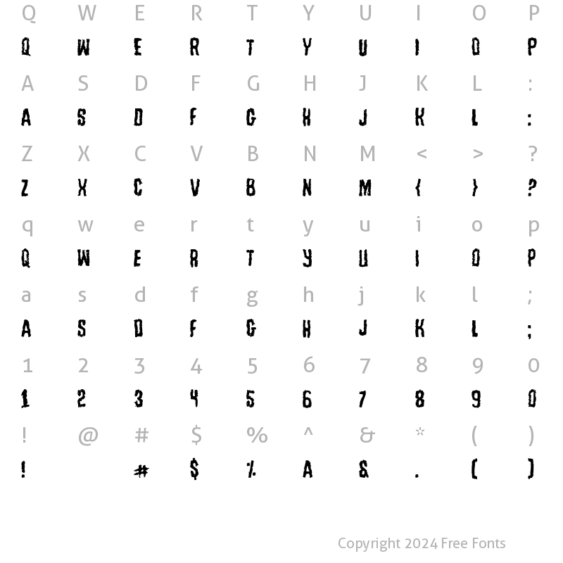 Character Map of Tussle Regular