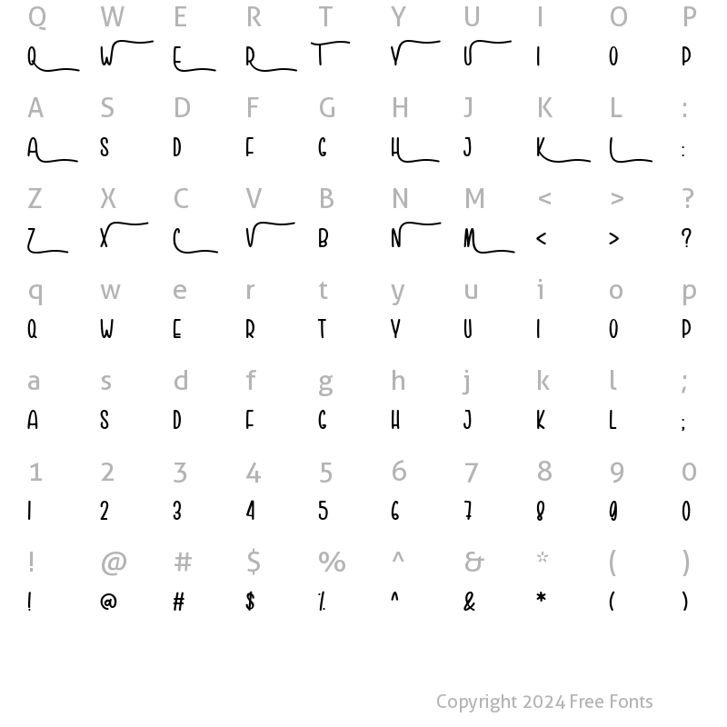 Character Map of Tuti Cuties Regular