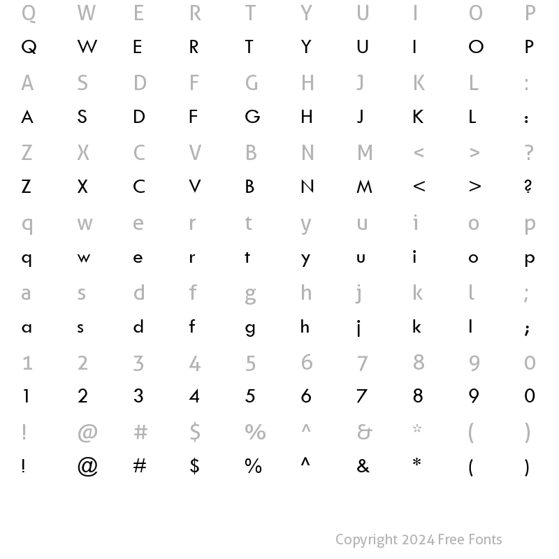 Character Map of Tw Cen MT Medium