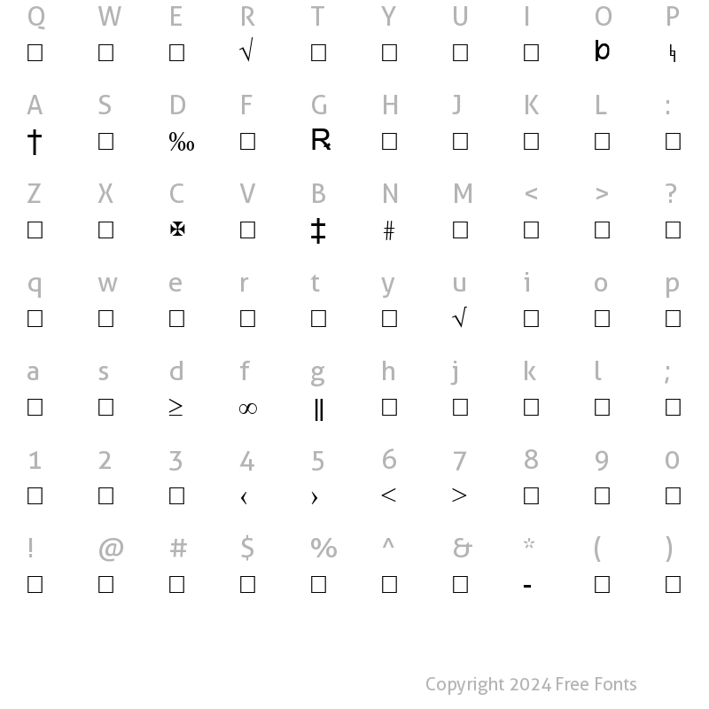 Character Map of TWA 323237 Regular