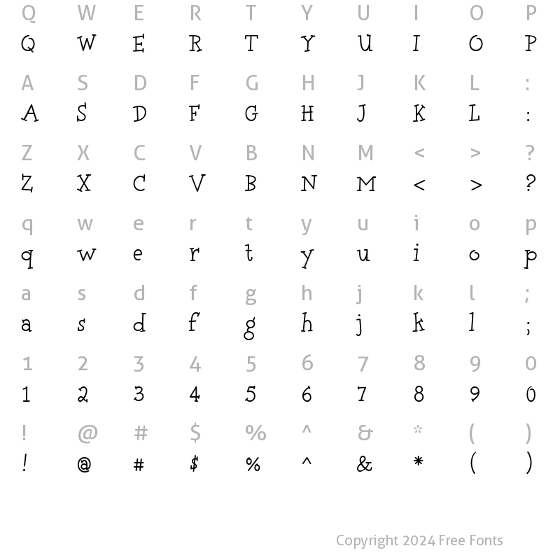 Character Map of Tweedledee Regular