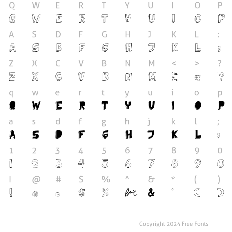 Character Map of Tweedy_Erc_01 Regular