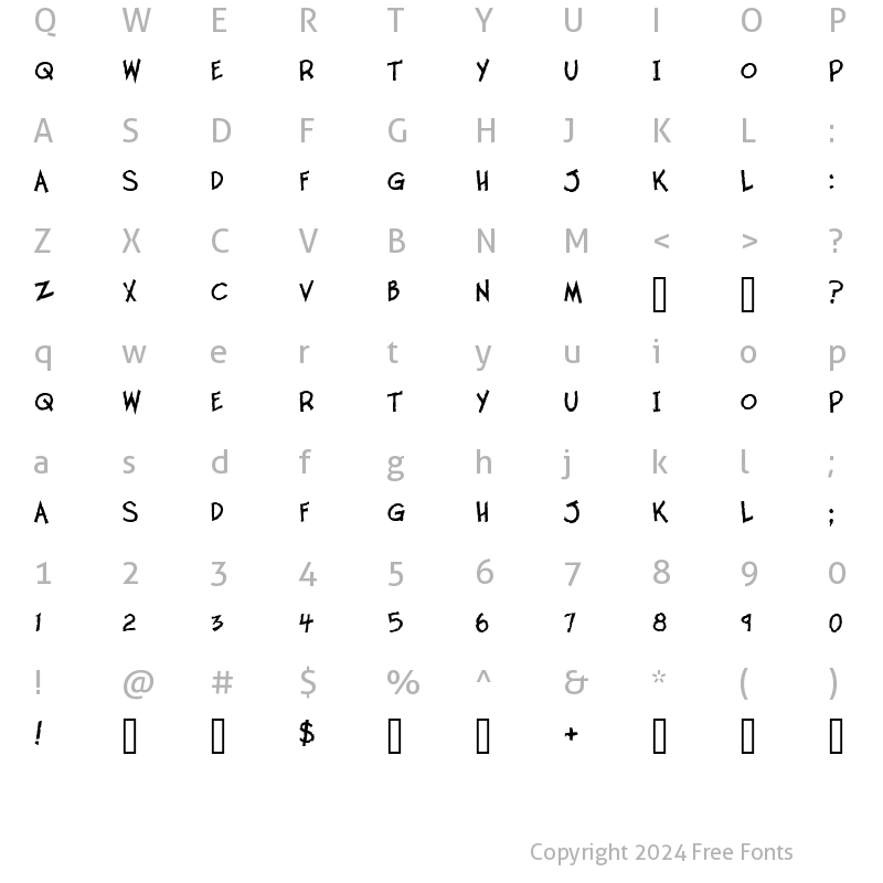 Character Map of Twelve Ton Fishstick Regular