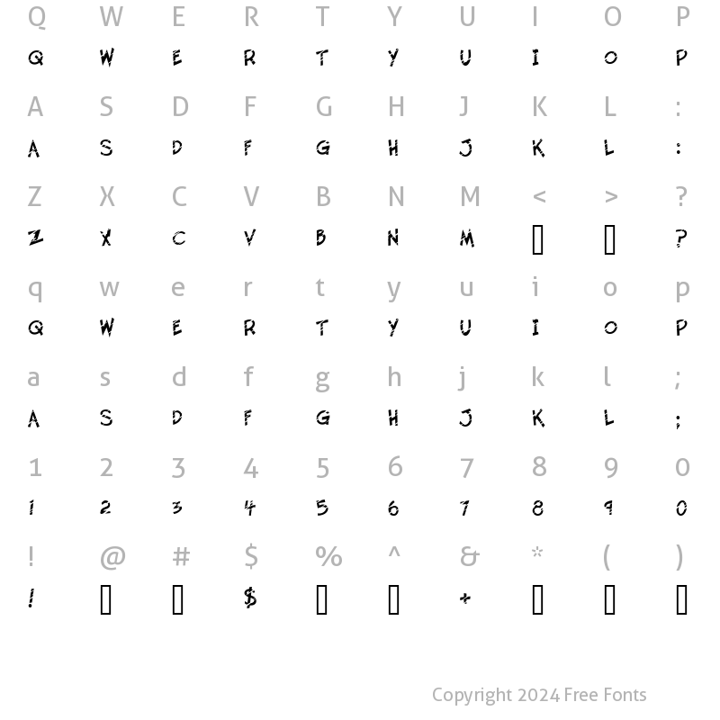 Character Map of Twelve Ton Sushi Regular