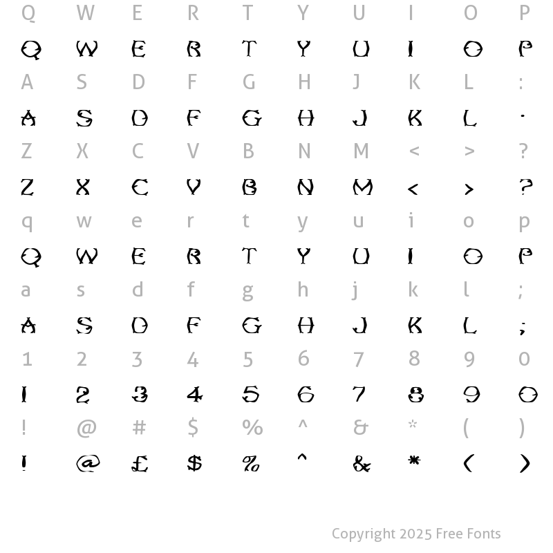 Character Map of TwiggleeWarped Regular