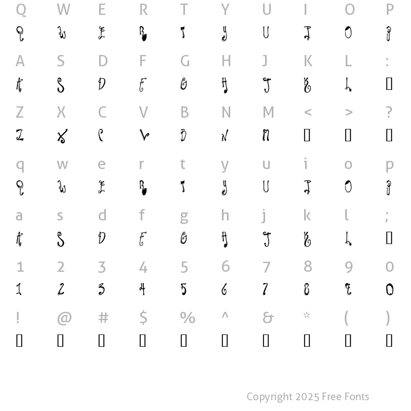 Character Map of Twilight Express Regular