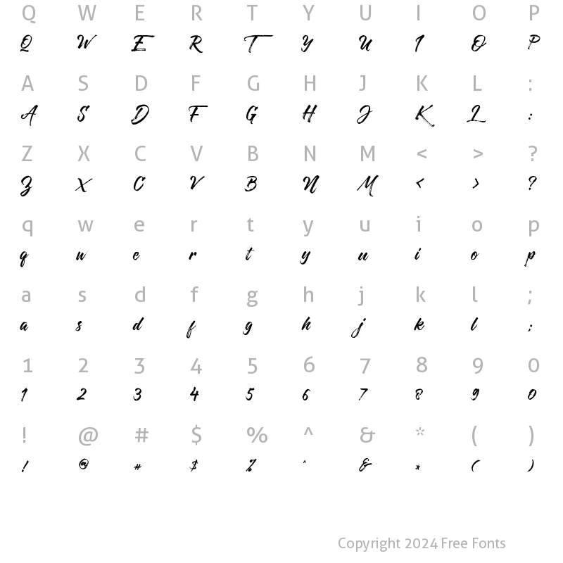 Character Map of Twilight Script Regular