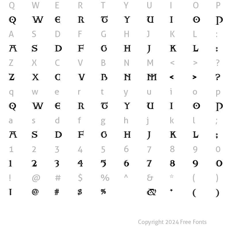 Character Map of Two For Juan NF Regular