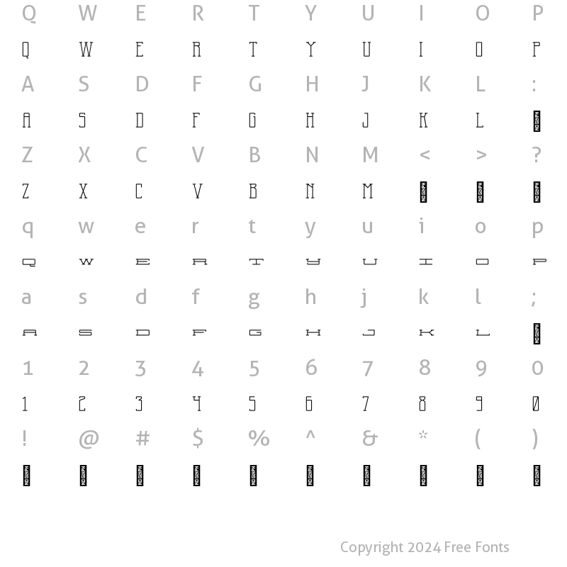 Character Map of Two Letter Monogram Inline