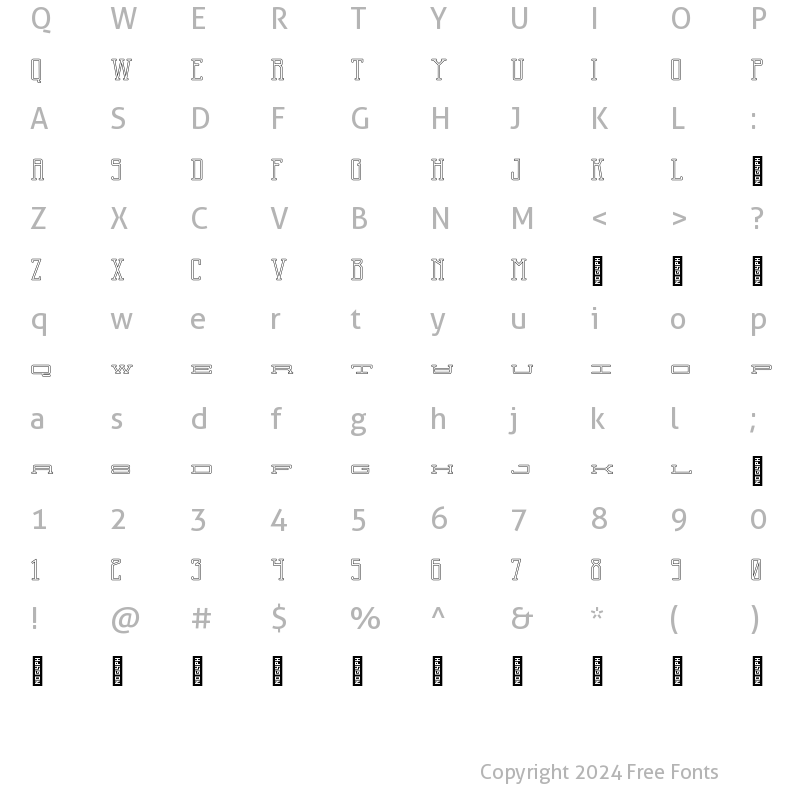 Character Map of Two Letter Monogram Outline