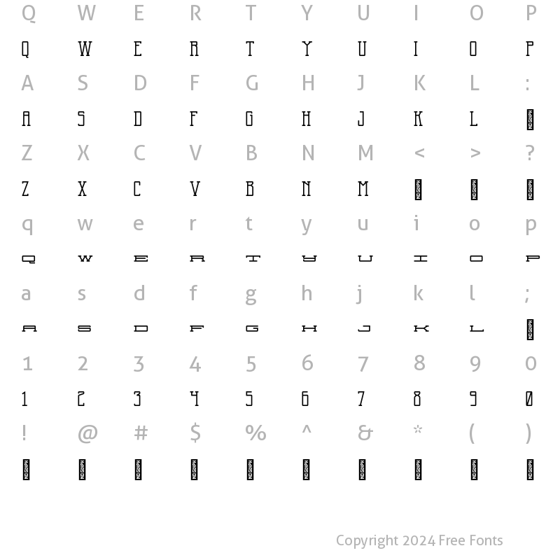 Character Map of Two Letter Monogram Regular