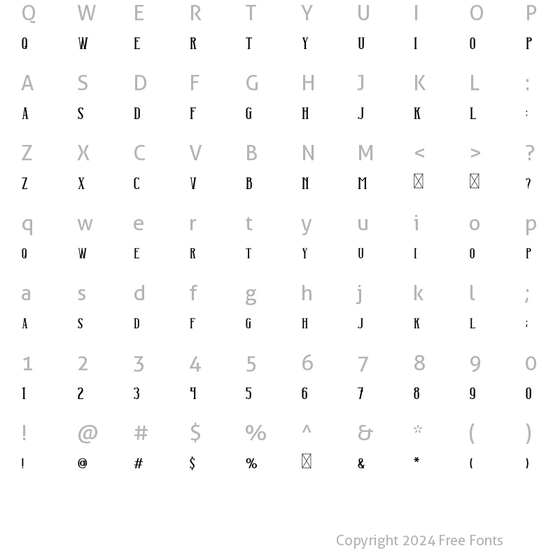 Character Map of Two Shots Clean Base