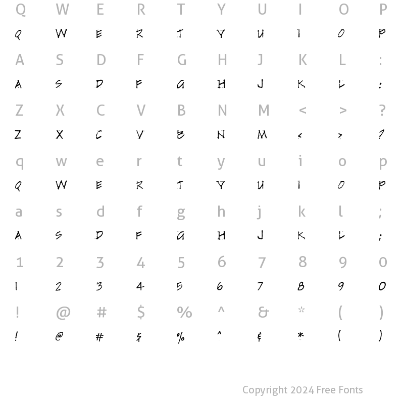 Character Map of TwoByFour Regular