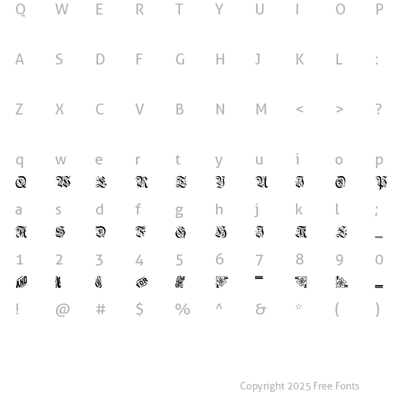 Character Map of Twogriffin Regular