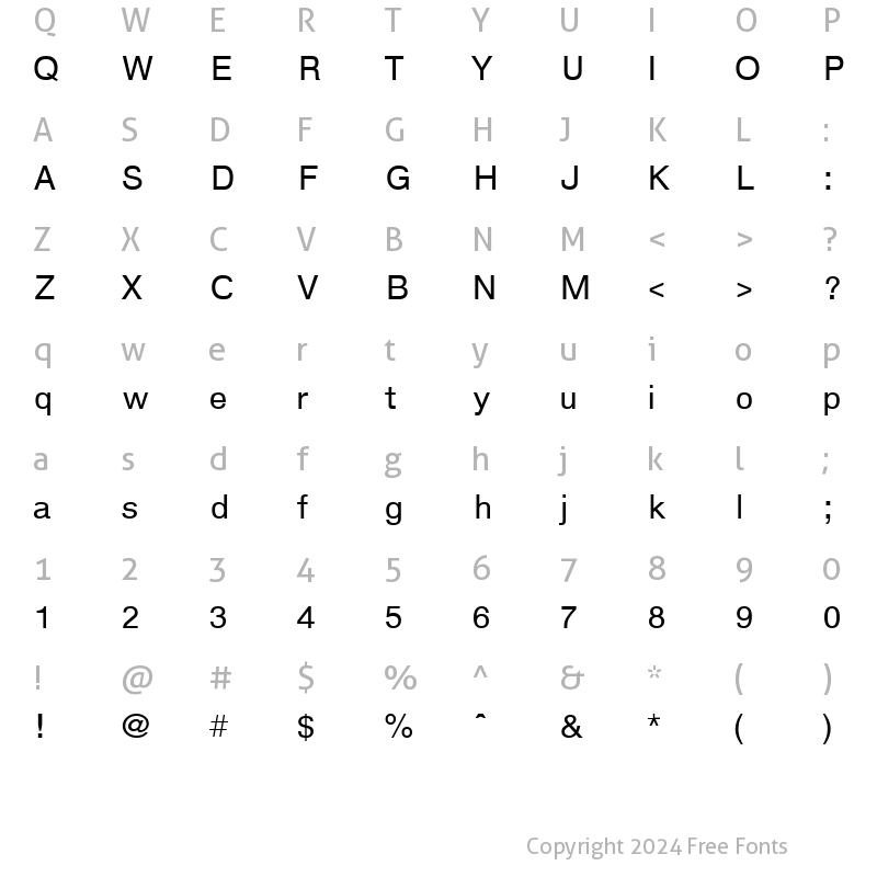 Character Map of TxFntN6 Regular